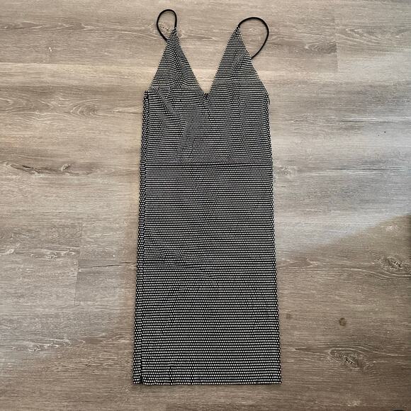 Chainmail Style Dress Sheer Black Silver Metal Size Medium Sexy Punk Goth - Picture 1 of 3